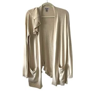 Chelsea28 Ruffle Trim Open Cardigan | Beige tan | Medium